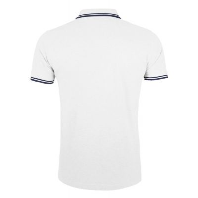 Рубашка поло женская Pasadena Women 200 с контрастной отделкой, белая с синим-1