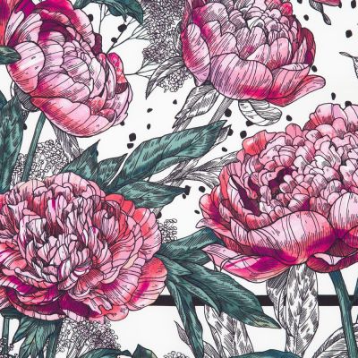 Платок шелковый Delicate, пионы-1