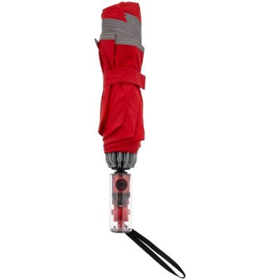 Зонт наоборот складной Futurum со светоотражающим кантом, красный-3