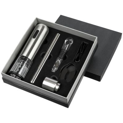 Винный набор Veritas, черный с серебристым-1