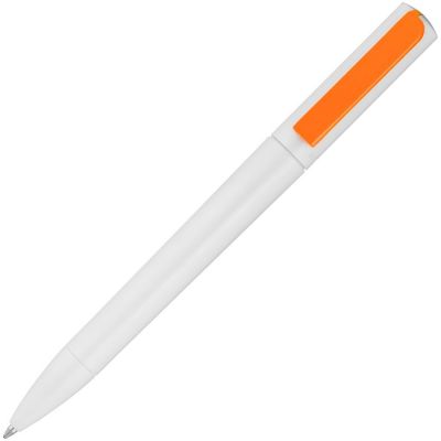 Ручка шариковая Split White Neon, белая с оранжевым-1