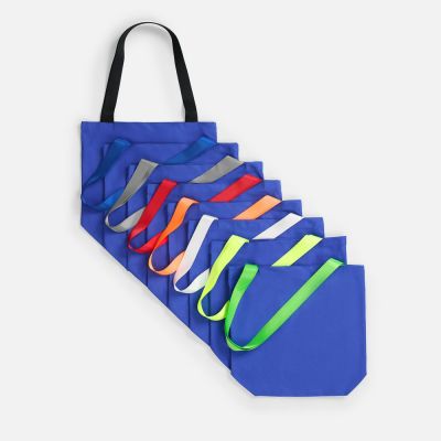 Шопер B5, синий с широкими серыми ручками-1