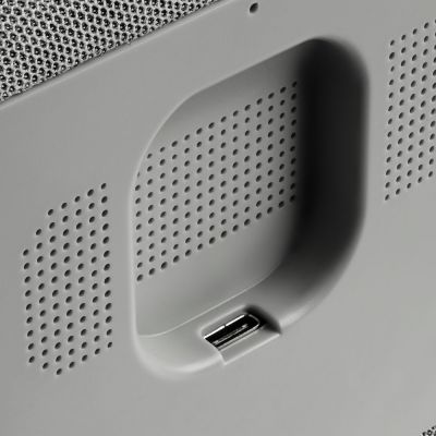 Колонка с часами и беспроводной зарядкой Veske ver.2, серая-7