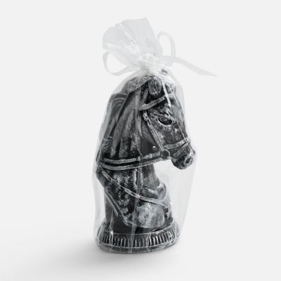 Свеча фигурная «Бюст лошади», серебристая-2