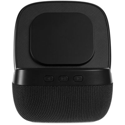 Колонка с беспроводной зарядкой Esca и подсветкой логотипа, черная-8