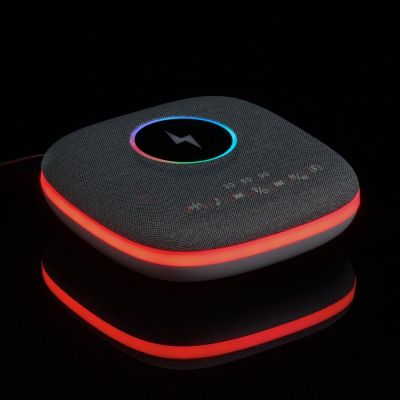 Bluetooth-колонка с беспроводной зарядкой и подсветкой Terrafonic, серая-10