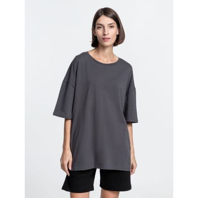 Футболка унисекс оверсайз Crosstown, темно-серая-4