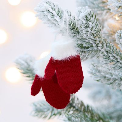 Подвеска на елку «Вьюжка», варежки, красная-2