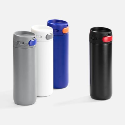 Термостакан X1 с цветной кнопкой, серый с оранжевым-6