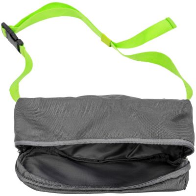 Поясная сумка Sensa, серая с салатовым-3