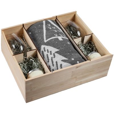 Набор с пледом и бокалами «Снежность», ваниль-2