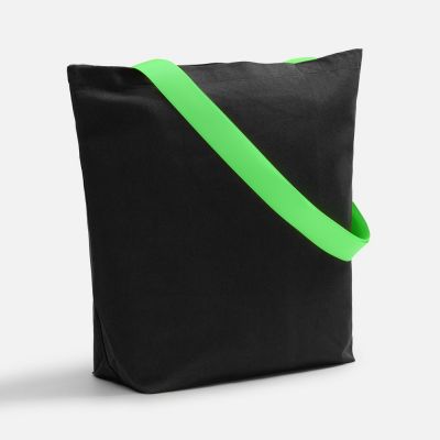 Шопер B5, черный с широкими зелеными ручками-0