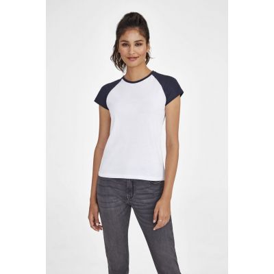 Футболка женская Milky 150, белая с темно-cиним-3