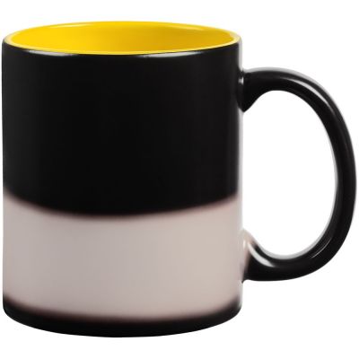 Кружка-хамелеон On Display, матовая, черная с желтым-2