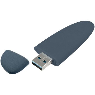 Флешка Pebble, серо-синяя, USB 3.0, 16 Гб-1