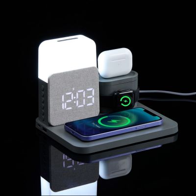 Зарядная станция с часами и подсветкой Large Charge ver.2, серая-10