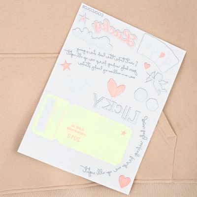 Худи оверсайз с термонаклейками Lucky Strike, бежевое-1