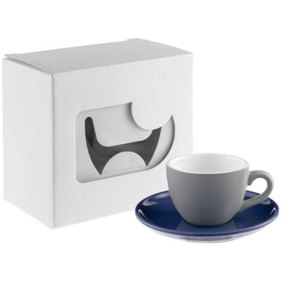 Чайная пара Cozy Morning, серая с синим-4