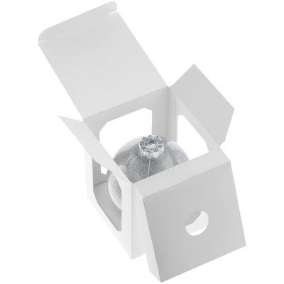 Елочный шар Finery Shine, 10 см, глянцевый серебристый с глиттером-4