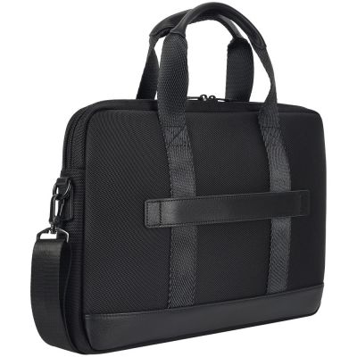 Сумка для ноутбука Santiago с кожаной отделкой, черная-3