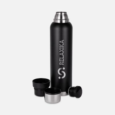 Термос Relaxika 1600 со стикерпаком, черный-2