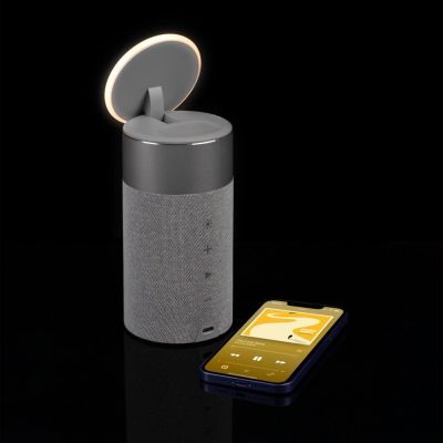 Колонка c беспроводной зарядкой и подсветкой Charge House, серая-14