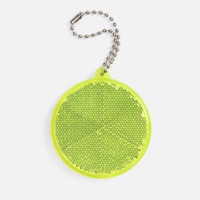 Пешеходный светоотражатель с цепочкой «Круг», неон-желтый-0