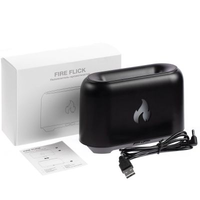 Увлажнитель-ароматизатор Fire Flick с имитацией пламени, черный-7