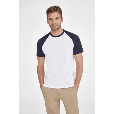 Футболка мужская двухцветная Funky 150, белая с темно-синим-3