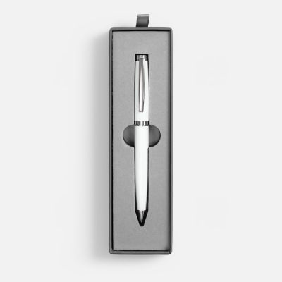 Ручка шариковая Letra Chrome в футляре, белая-1