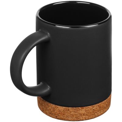 Кружка с пробковой подставкой Corky, черная-1