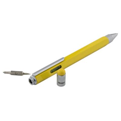 Ручка шариковая Construction, мультиинструмент, желтая-2