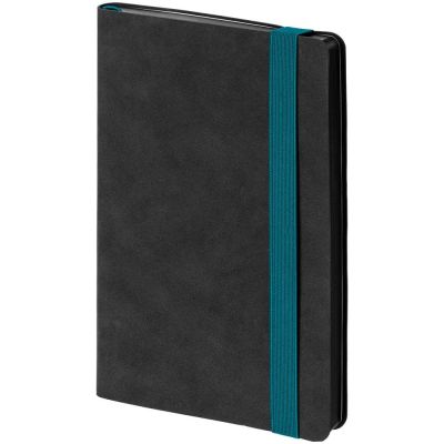 Ежедневник Velours, недатированный, черный с бирюзовым-0