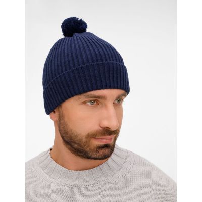 Шапка Catch Match с помпоном, темно-синяя-4