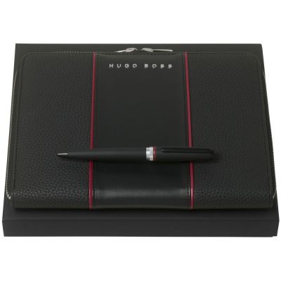 Набор Gear: папка с блокнотом и ручка, черный-0