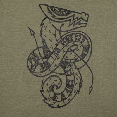 Футболка мужская приталенная «Полинезийский дракон», меланж хаки-2