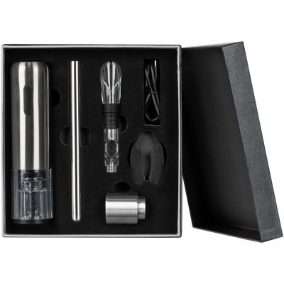 Винный набор Veritas, черный с серебристым-0