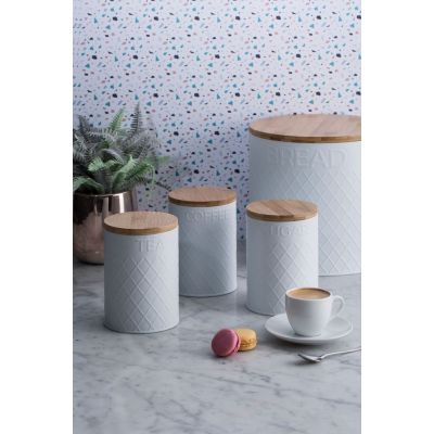 Емкость для хранения кофе Embossed, белая-2