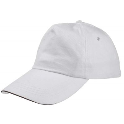 Бейсболка Unit Classic, белая с черным кантом-0