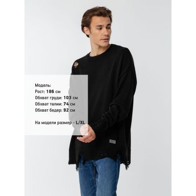 Джемпер оверсайз унисекс Grunge, черный-5