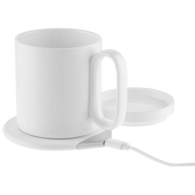 Кружка с подогревом и беспроводной зарядкой dualBase, белая-4