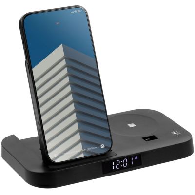 Зарядная станция с часами Clock Nest, черная-2
