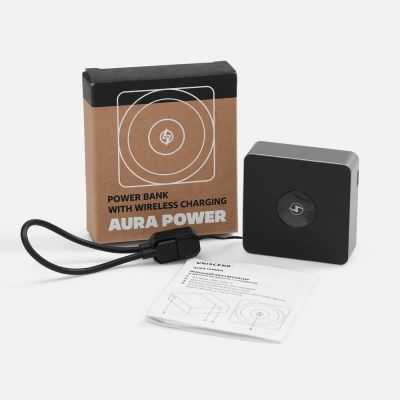 Внешний аккумулятор с беспроводной зарядкой Aura Power 5000 мАч, серый-6