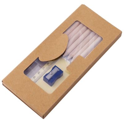 Набор карандашей «Взрослый занят делом» со стикерами, точилкой и линейкой-1