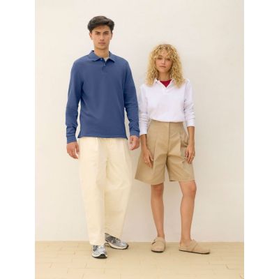 Рубашка поло унисекс с длинным рукавом Pacific LSL, синяя (джинс)-5