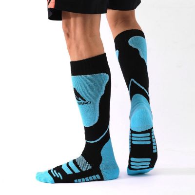 Термоноски высокие Monterno Sport, черные с голубым-7