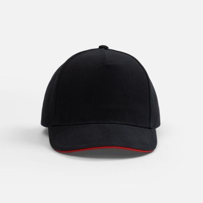 Бейсболка Classic 2.0, черная с красным кантом-2