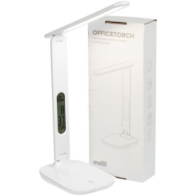 Настольная лампа с часами и календарем Office Torch, белая-11