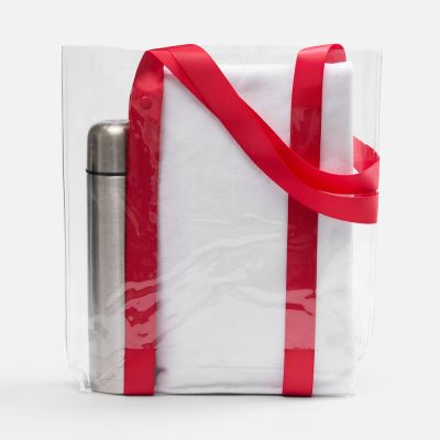Шопер Clear Fest, ver.2, прозрачный с красными ручками-3