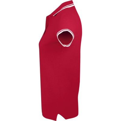 Рубашка поло женская Pasadena Women 200 с контрастной отделкой, красная с белым-2